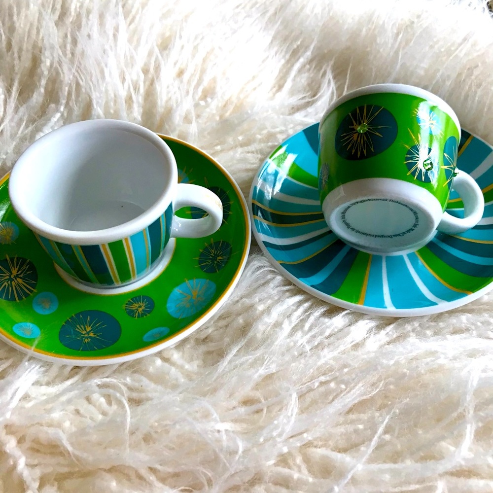 Julia Minasian Celebrate Life Espresso Cup & Saucer 4 Piece Set - MCM Style